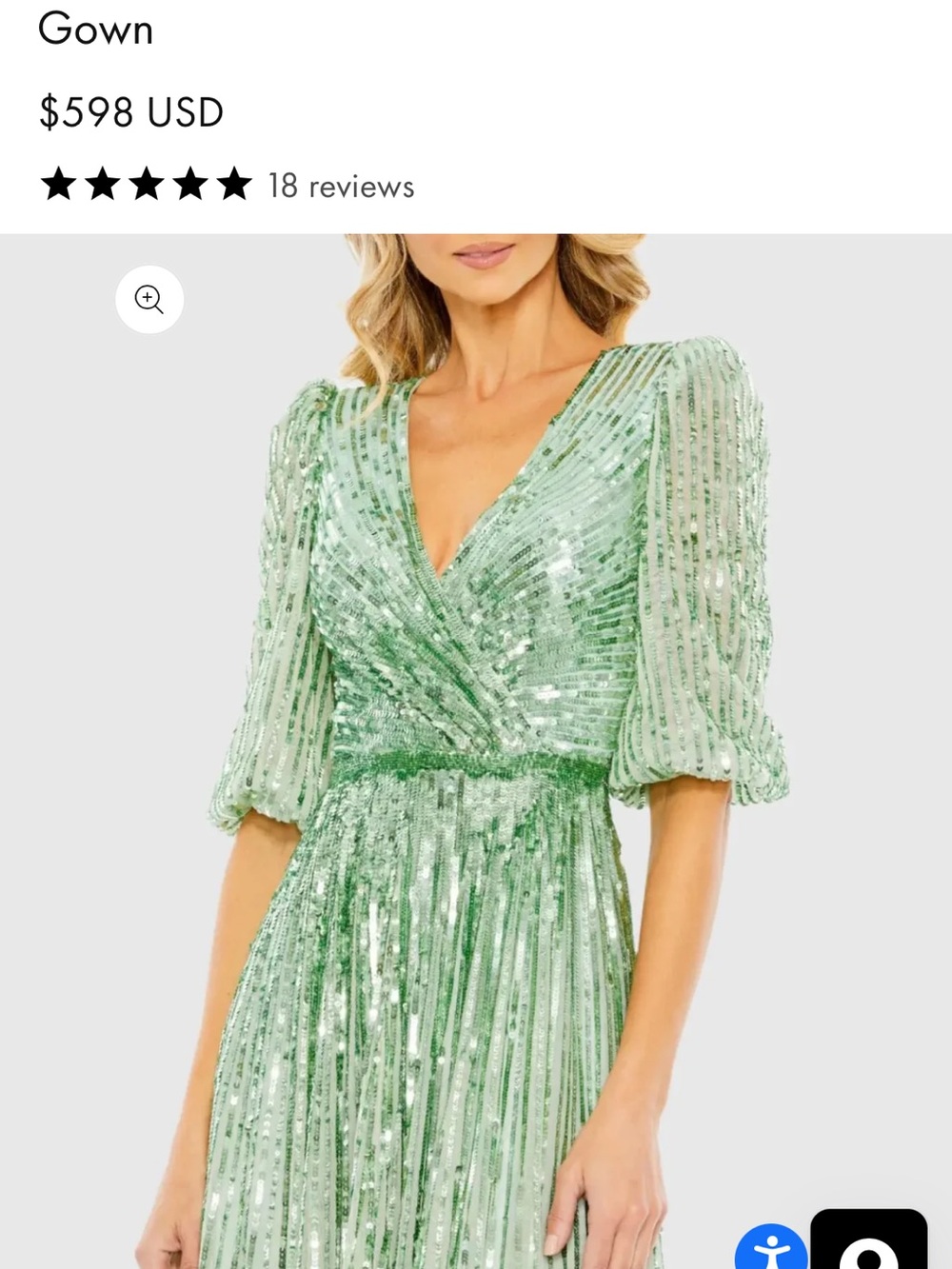 NWT Mac Duggal 5509 Sage Green Sequin V-Neck Ballgown 6 - Picture 2 of 8